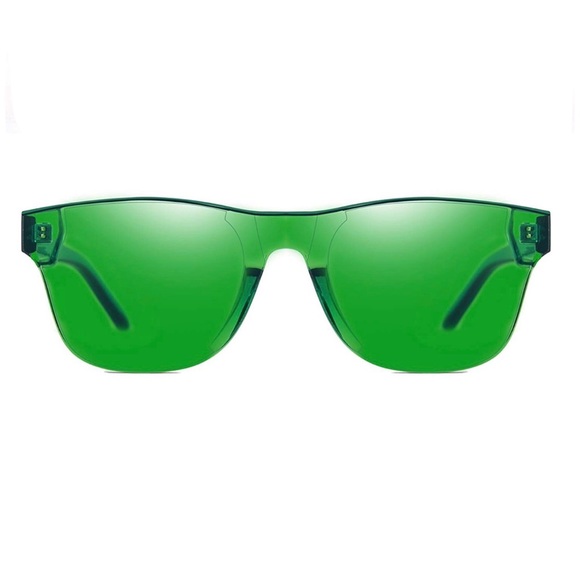 Rimless Wayfarer Sunglasses Retro Green Classic NW - Picture 3 of 5